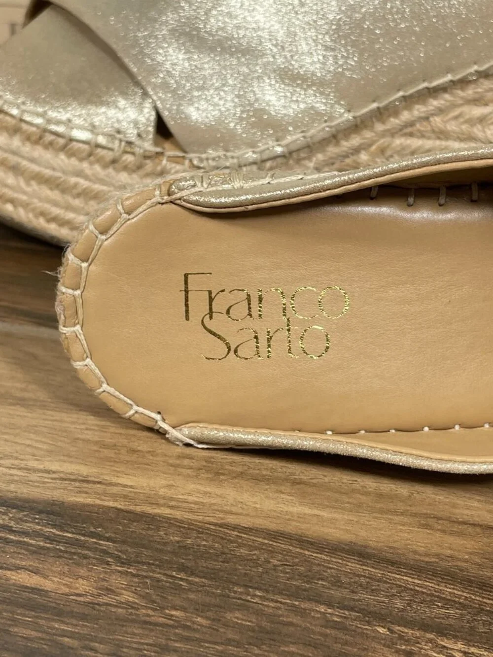 Franco Sarto Tiffany Shoes Womens 11 Gold Leather Platform Wedge Espadrille